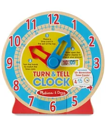 Melissa & Doug Wooden Turn and Tell Clock - Multicolour