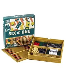 Professor Puzzle Wooden Games Compendium Portable Combination Game Set 6 in 1 - 2 to 4 Players