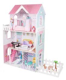 Little Angel Kids Wooden Doll House Montessori Pretend Play Furniture Toy Set  - Pink