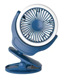 Teknum 2-IN-1 Compact Stroller Fan with Light, USB Rechargeable, 360° Adjustable, 0M+ - Blue
