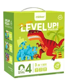 Mideer Level Up Dino 3 In 1 Level 4 Puzzles - 212 Pieces