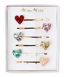 Meri Meri Glitter Heart Hair Slides - Pack of 6