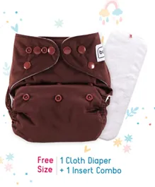 Babyhug Free Size Reusable Cloth Diaper With Insert - Coffee Brown