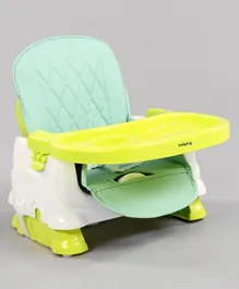 Babyhug Raise Me Up Baby Booster Seat With Adjustable Food Tray and 3 Point Safety Harness - Green White