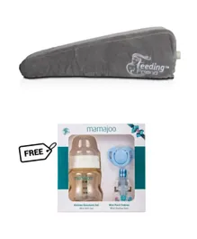Feeding Friend Self Inflating Nursing Pillow (Grey) + FREE Mamajoo Gift Set