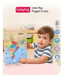 بيبي هاغ - بازل خشبي بخرائط الهند مع قطع مسمارية - 24 قطعة