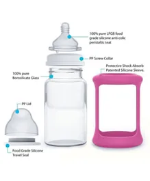 Cherubbaby Glass Bottle Single Pack Pink - 150ml