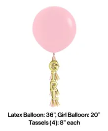 Creative Converting Baby Shower Décor Girl Latex Balloon with Tassel  - 36 Inches