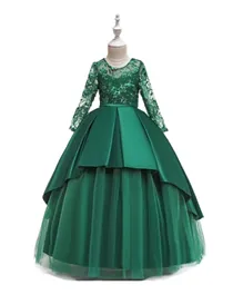 DDANIELA Lace Sleeve Maxi Party Dress - Green