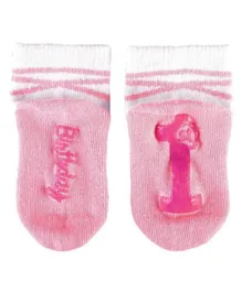 Party Centre Pink 1st Birthday Girl Socks - 12 Pieces