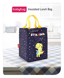 Babyhug Insulated Lunch Bag With Dinosaur Print - Navy Blue