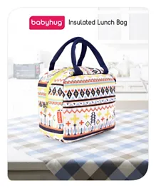 Babyhug Insulated Lunch Bag With Stripes Print - White