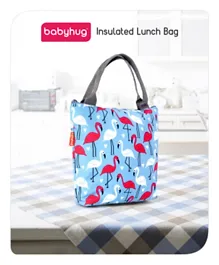 Babyhug Insulated Lunch Bag With Flamingo Print - Blue