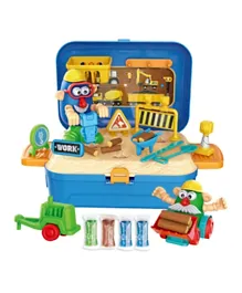 Little Story Construction Site Box With Dough Backpack Blue - 42 Pieces
