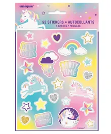 Unique Unicorn Party Sticker Sheet Pack of 4 - Multicolour