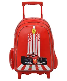 Ferrari Say No To Breaks Trolley School Bag Red - Height 18 Inches