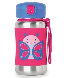 Skip Hop Butterfly Zoo Stainless Steel Straw Water Bottle - 350mL
