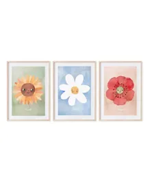 3 ملصقات من موشي - طبعة أزهار