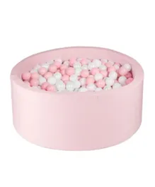 Ezzro Round Ball Pit With 200 Balls - Baby Pink & White