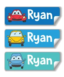 Twinkle Hands Personalized Waterproof Labels Cartoon Cars - 30 Pieces