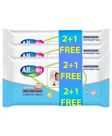 All Day Baby Wet Wipes with Lid 2+1 Free Promo Bag - 270 Wipes