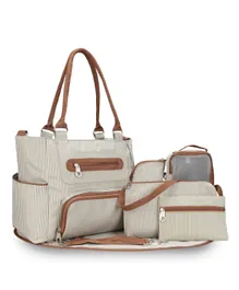 Little Story Diaper Bag Set of 6 with Hooks - Ivory