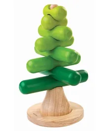 شجرة تكديس خشبية من بلان تويز - لون أخضر وبيج