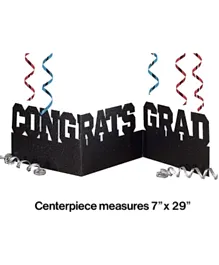 Creative Converting Graduation Décor Congrats Grad Glitter Centerpiece - Black