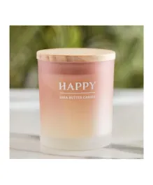 HomeBox Nourish Happy Scented Jar Candle with Wooden Lid - 206g