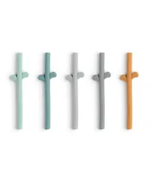 Done by Deer Peekaboo Silicone Straw Blue Mix - 5 Pieces