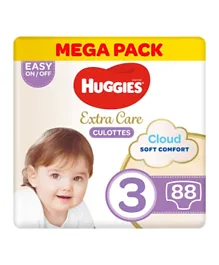 Huggies Extra Care Culottes Pant Style Diapers Mega Pack of 2 Size 3 - 88 Diapers