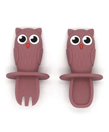 Factory Price The Baby Owl Spoon and Fork Set- Pink