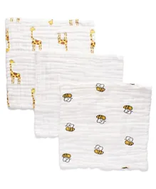 Anvi Baby Organic Baby Muslin Squares Yellow Creatures - Set of 3