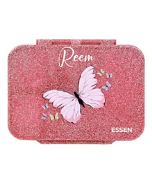 Essen Personalized Tritan Bento Lunch Box – Pink Glitter Butterfly