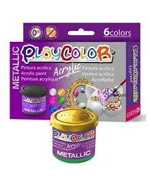 Playcolor Liquid Acrylic Metallic Paint Set - Pack of 6