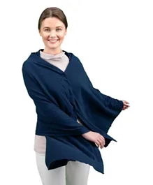 Nurtur Cotton Nursing Maternity Poncho For Breastfeeding in Car, Plane or Public Places, Light and Breathable Cotton Fabric, 100% Privacy, Universal Fit, 42.3 x 40.8 x 4.7 cm - Blue
