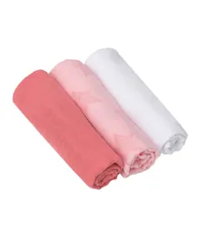 Clevamama Pack of 3 Muslin Bamboo & Cotton Cloth Set - Pink
