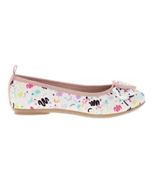 Molekinha All Day Printed Ballerina With Bow Details - White