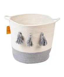Homesmiths Cotton Rope Basket - White & Light Grey