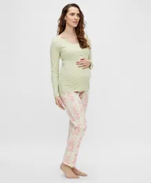 Mamalicious Floral Maternity  Night Suit - Celadon Green