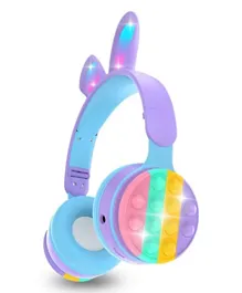 Brain Giggles Foldable Rabbit On-Ear Wireless Bluetooth  Headphone with Pop Bubbles - Purple