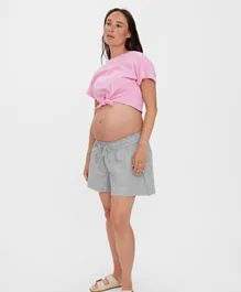 Vero Moda Maternity Striped Maternity Shorts - Grey
