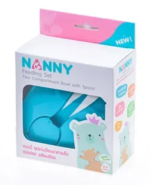 Uniq Kidz Nanny Two Compartment Feeding Bowl With Spoon - Blue