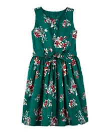 Carter's Floral Sateen Dress - Green