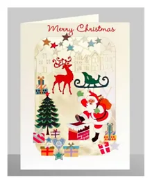 Pinka Santa Going Down The Chimney Merry Card - Red
