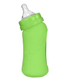 زجاجة رضاعة من غرين سبراوتس مصنوعة من الزجاج مع غطاء من السيليكون، لون أخضر - 210 مل