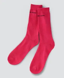 Among The Young Logo Detail Quarter Length Socks - Fuchsia