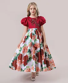 Babyqlo Floral Long Party Dress - Multicolor