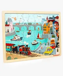 Top Bright Wooden City Traffic Puzzle - 100 Pieces