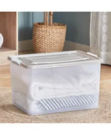 HomeBox Juana Multipurpose Transparent Storage Box With Wheels & Lockable Lid - 55L